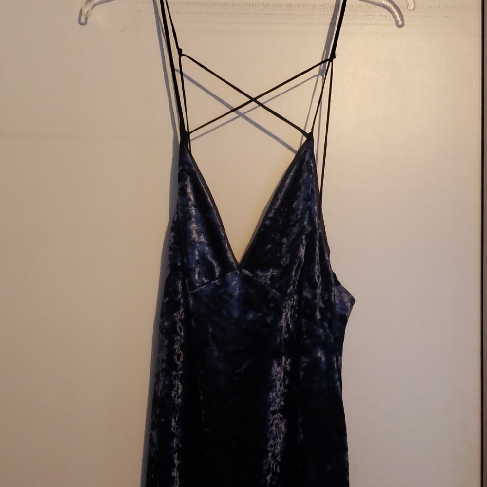 Midi length velour strapless dress